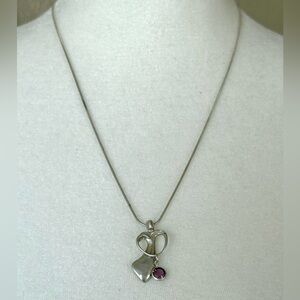 Sterling Silver Angel Pendant Necklace, Pink Tourmaline, .925 Adjustable 18-22”